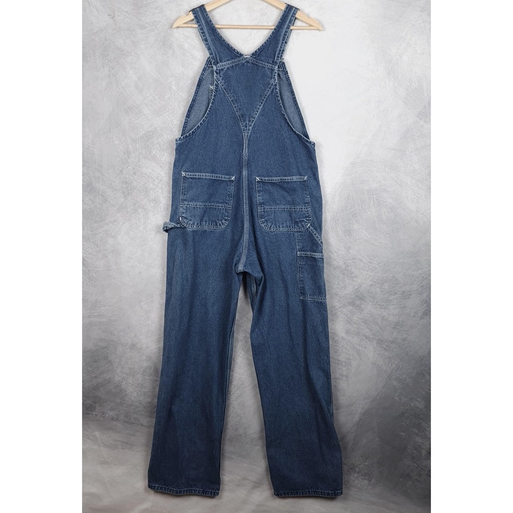 Carhartt Bib Overalls Mens 32 Blue Denim Workwear Hammer Loop R07 DSI - Picture 10 of 14